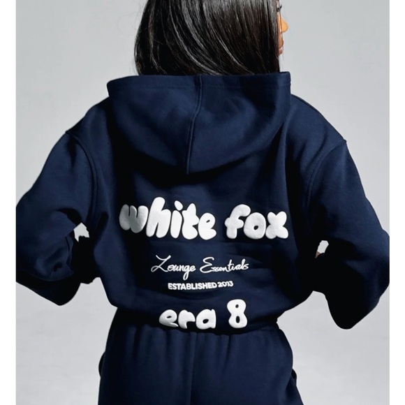 White Fox Boutique Era 8 Oversized Nautical Navy Hoodie NWT, Size SM//M - Picture 2 of 6